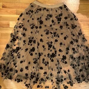 Chicwish size XS 3D Posy Double-Layered Mesh Midi Skirt in Caramel